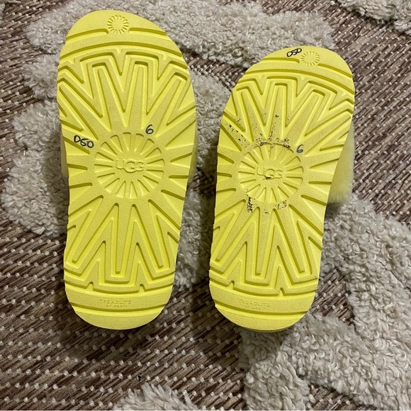 Ugg Bright Yellow Fuzzy Platform Slide Sandals size 6 - Picture 5 of 7